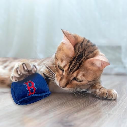 BEST PLUSH CAT TOY MLB BOSTON RED SOX Complete Set of 3 piece Cat Toys filled with Fresh Catnip. Includes: 1 Baseball Cap Cat Toy, 1 Baseball Cat Toy with Feathers & 1 Beer Bottle. Beautiful Team LOGO - Image 3