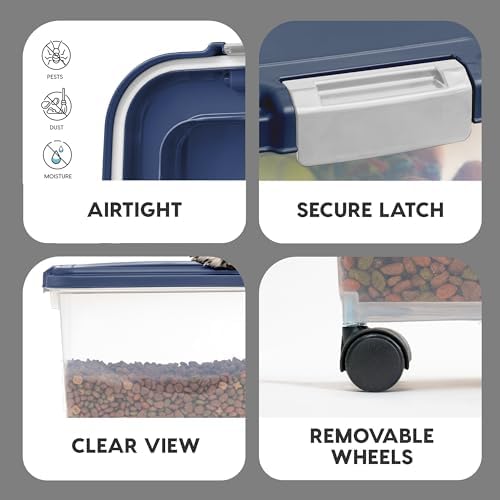 IRIS USA Dog Food Storage Container, Up to 38 lbs, Navy, Made in USA - Image 4
