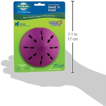 PetSafe Busy Buddy Twist'n Treat - BPA-Free Adjustable Meal Dispenser & Training Toy - Interactive Enrichment for Hard Chewers - Compatible with Hard & Smearable Treats - Helps Clean Teeth - Medium