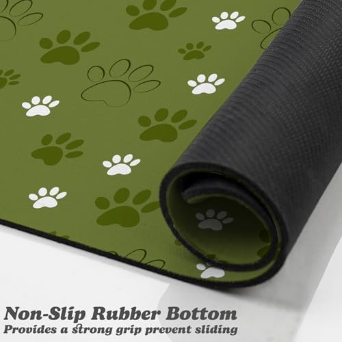 Dog Food Mat, Absorbent Water Bowl Mats Cat Pet Feeding Placemats Dark Green 24 * 16 inch - Image 3