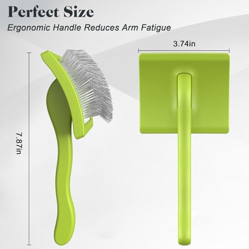 2PCS Slicker Brush for Dogs & Pet Comb,Professional Dog Grooming Brush (Goldendoodles,Poodles,Labradoodles) with Extra Long Pins to Effectively Remove Tangles, Knots and Mats (Green, Large) - Image 6