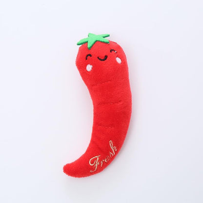 Red Cat Catnip Toys Cat Mint Toys Dog Kitten Chew Toy Funny Indoor Farm Theme Vegetable Shaped Cute Teeth Bite Toys Pet Supplies(Chili)，Toys，Catnip Toys by Unknown