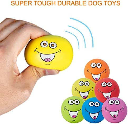Squeaky Dog Toys Chewing Durable Teething Latex Rubber Soft Interactive Fetch Play Dog Balls with Funny Smile Face for Puppy Small Medium Pet Dog (6PCS) - Image 5