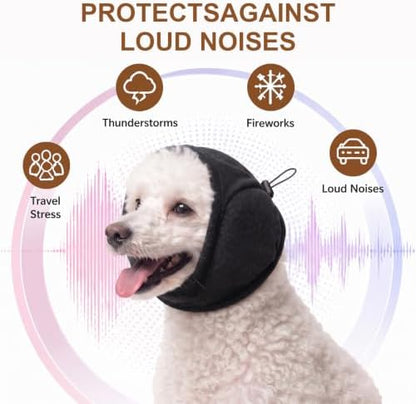 Quiet Ears for Dogs | Ear Muffs | Adjustable Ear Covers for Noise | No Shake Dogs Head Wrap Dog Calming Hood for Thunder Fireworks Fabric and Thickened Soundproof Cotton(Black,S) - Image 6
