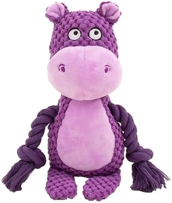 Plush Hippo Dog Toy with Squeaker and Crinkle Paper for Puppies - Image 4