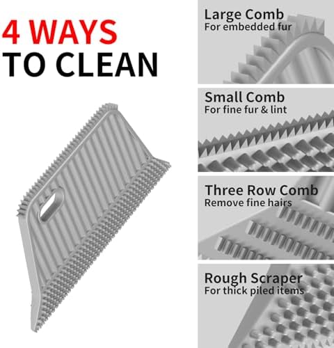 SOCCSO Carpet Rake Pet Hair Remover, 60" Long Rubber Broom, 3 Pack - Image 4