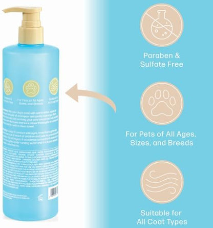 Bliss Pet Oatmeal Dog Shampoo Conditioner and Detangler, 17 Fl Oz - Image 3