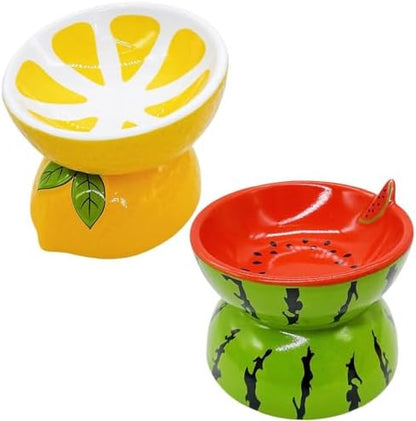 2PCS Ceramic Elevated Cat Bowls Raised Cat Food and Water Bowl Dishes Set by Hamiledyi