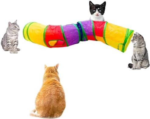 Cat Tunnel, Cat Tunnels for Indoor Cats, S-Shape Foldable Cats Cave by Deofun