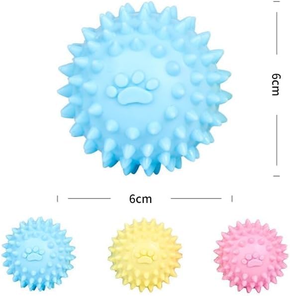 Dog Chew Toys for Aggressive Chewers,3Pcs Pink Dogs Toy Spiky TPR Ball No Squeak Chew Toy Long Lasting for Aggressive Heavy Chewers Dogs Puppy Teething Training Spiky Rubber Ball Toy Small