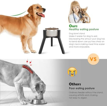 Dog Bowl Stand for Medium Large Dogs, Adjustable Width Elevated Dog Bowls 7-10.6", Raised Dog Food Water Bowls, 11 inch Tall Single Holder, Black,Bowl Not Included - Image 2