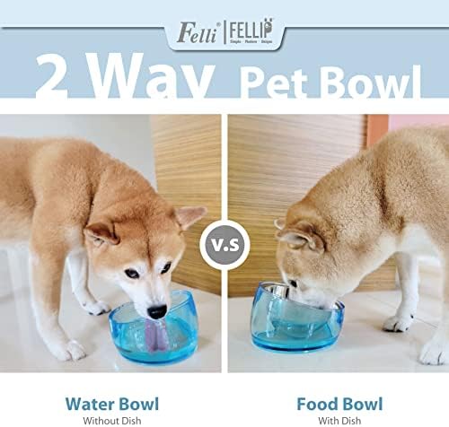 Felli Pet Oblik Acrylic Raised Dog Food Water Bowl Stainless Steel Slanted Oval Dish for Short Leg Puppy & Small Medium Pet, Elevated Tilted Metal Feeder (Sapphire, 1.5 Cups Oval Dish) - Image 2