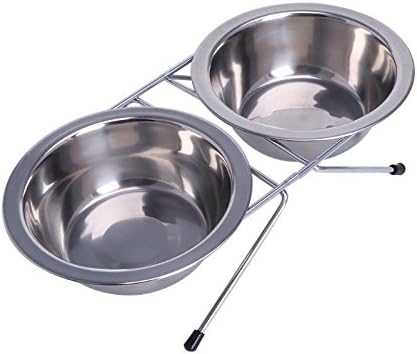 Loving Pets Silent Double Diner Pet Bowl, 1-Quart, Grey - Image 2