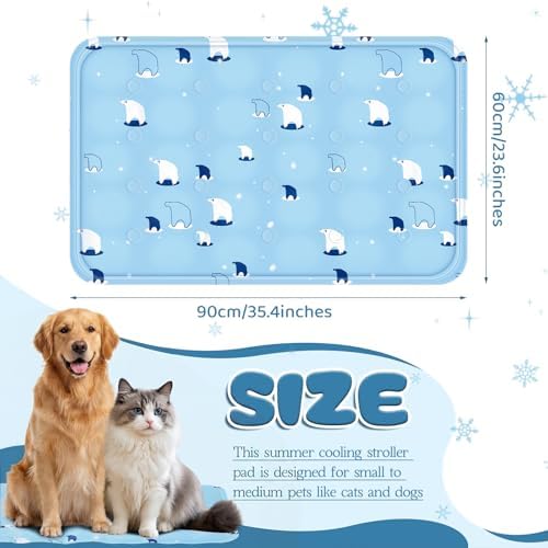 Nuanchu Pet Cooling Mat, Sky Blue Bear, 23.62 x 35.43 Inches, 1 Pcs - Image 2