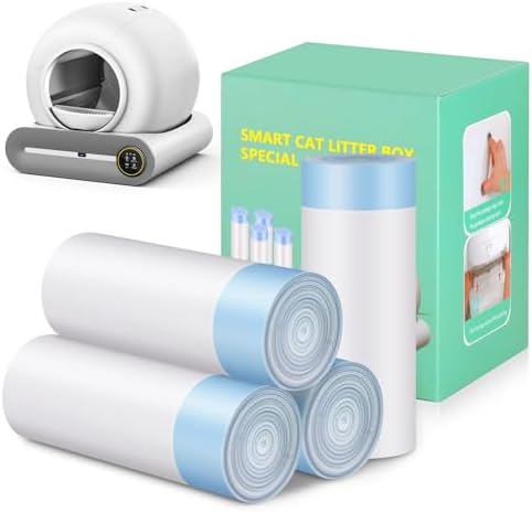 4 * 20 Count Trash Bags for Automatic Cat Litter Box Self Cleaning, Replacement Extra Large Liners for Robot Box, 4 Rolls Drawstring Waste Bags, 18 x 18 Inches（4 Rolls/80 Counts） by SUW