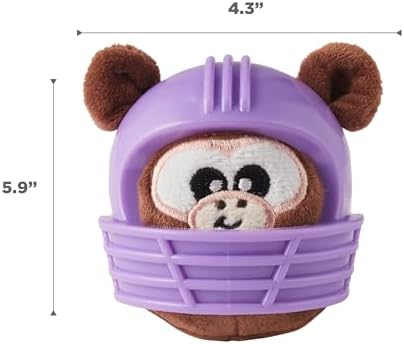 Outward Hound Helmet Headz Monkey Dog Toy, Plush Squeaky Fetch Ball, Durable Dog Toy for Active Play, Multicolored, Small - Image 6