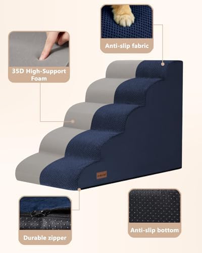 Aodisman Dog Stairs for High Beds,5 Step Pet Ramp for Dogs and Cats,22.4" H - Image 2