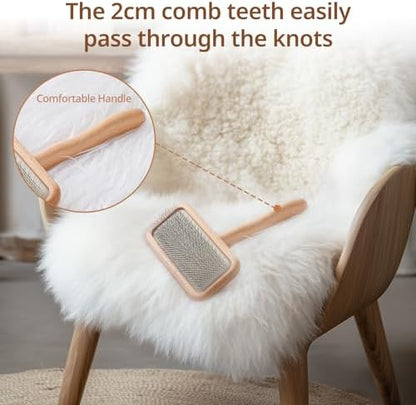 Black Sheepskin Wool Brush - Carpet Rake Tool - Image 6