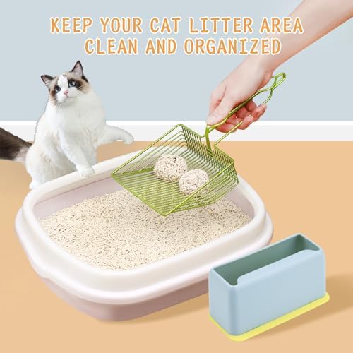 DHXYZZB Cat Litter Scoop with Holder, Metal Cat Litter Scoop Deep Shovel Kitty Poop Scooper Stand for Litter Box, Fast Sifting Non-Stick Cat Poop Sifting with Container to Store cat Scooper - Image 2