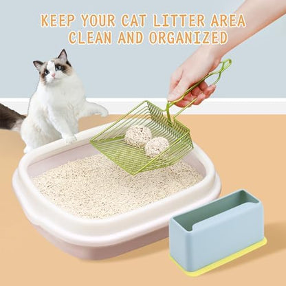 DHXYZZB Cat Litter Scoop with Holder, Metal Cat Litter Scoop Deep Shovel Kitty Poop Scooper Stand for Litter Box, Fast Sifting Non-Stick Cat Poop Sifting with Container to Store cat Scooper - Image 2
