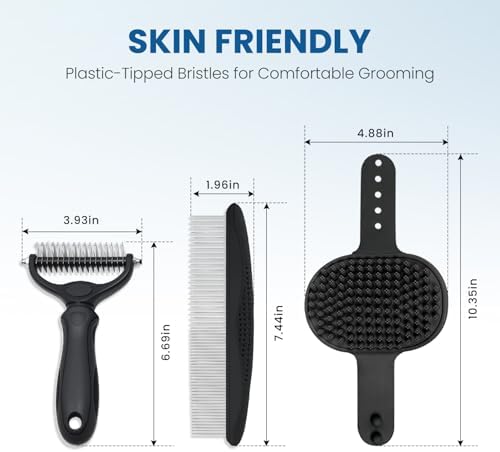 Pet Grooming Rake for Dogs and Cats - Double-Sided Deshedding Dematting Tool, 4-in-1 Undercoat Rake & Metal Comb for Long and Short Haired Pets, Reduces Shedding by 95%, 4Pack - Image 5