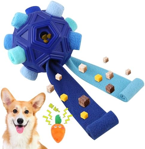 Dog Snuffle Ball-Interactive Puzzle Dog Toys Encourage Natural Foraging Skills Slow Feeder for Training and Stress Relief, Cloth Strip Hiding Food Treat Dispenser Dog Toy by Petration