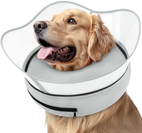 Supet Raised Inflatable Dog Cone Collar to Stop Licking, Soft Dog Cone Alternative After Surgery, Pet Neck Donut Collar for Small Medium Large Dogs by Supet