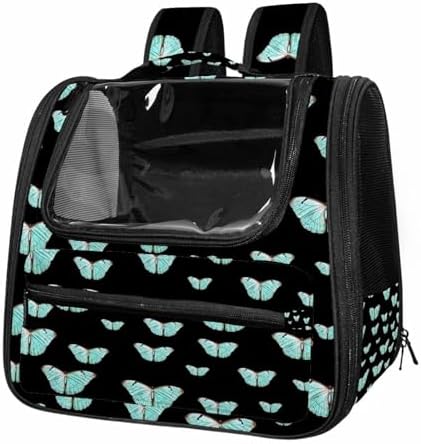 Butterfly on Black Background Pet Travel Carrier | Ventilated Comfortable Design with Safety Features | Ideal for Small to Medium Sized Pets Cats, Dogs etc by otnrnondcl