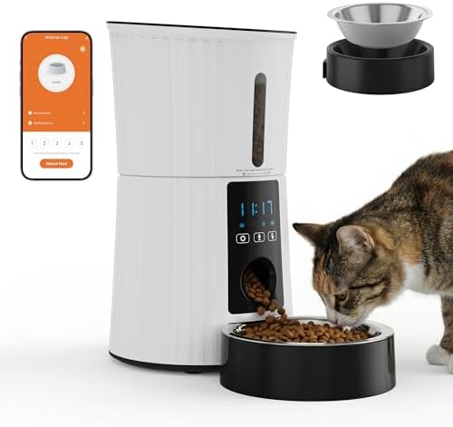 DUMOS 4L Automatic Cat Feeder, Dog Food Dispenser with APP Control, White by DumosLifestyle
