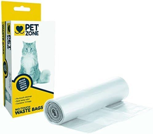 Pet Zone Universal No-Touch Cat Litter Bags & Waste Bag (Pet Waste Bag Great for Cat Litter Boxes) 12 Pack