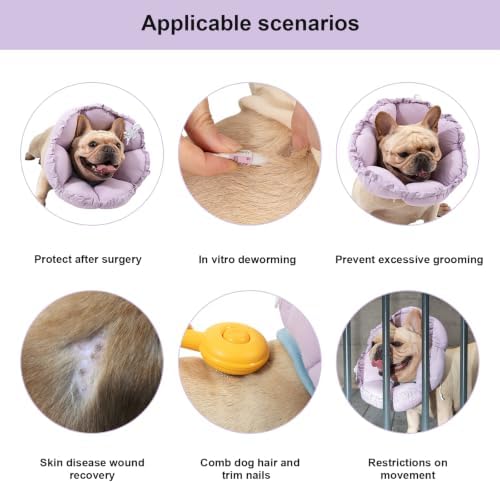 H HIDREAM Dog Cone Collar Stress-Free Recovery Cone Alternative: Adjustable Depth & Diameter for Wide-Neck Dogs (Pugs, Bulldogs, Bullies) Purple Flower XL-B - Image 5