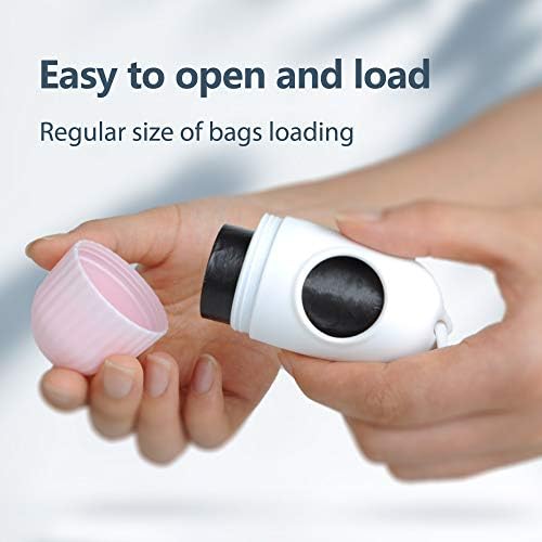 Fida Retractable Dog Leash with Dispenser and Poop Bags, 16ft, White & Pink - Image 5