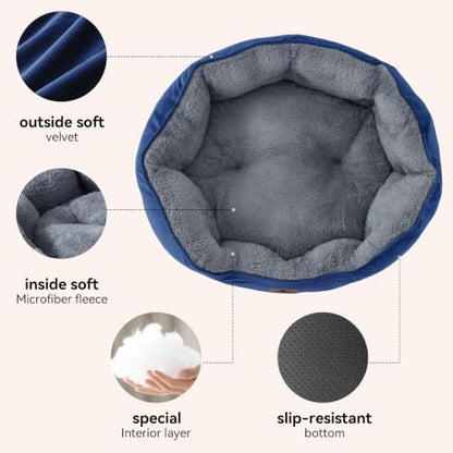 Asvin Small Dog Bed for Small Dogs, Cat Beds for Indoor Cats, Pet Bed for Puppy and Kitty, Extra Soft & Machine Washable with Anti-Slip & Water-Resistant Oxford Bottom, Blue, 20 inches - Image 3