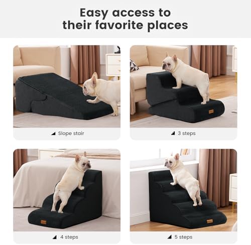 Gardner Pet Dog Stairs for Small Dogs 19.7" H, 4-Step Black Curved Pet Stairs, Dog Steps for High Bed (18-24 in), Couch with Durable Non-Slip Waterproof Fabric Cover and CertiPUR-US Certified Foam - Image 5
