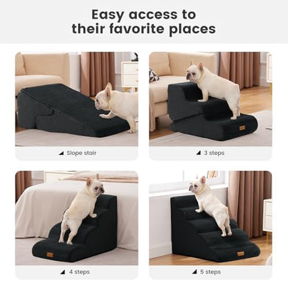 Gardner Pet Dog Stairs for Small Dogs 19.7" H, 4-Step Black Curved Pet Stairs, Dog Steps for High Bed (18-24 in), Couch with Durable Non-Slip Waterproof Fabric Cover and CertiPUR-US Certified Foam - Image 5