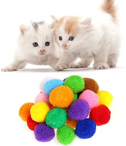 VOVIGGOL 30Pcs 1.3 Inch Cat Toy Balls Soft Kitten Pompom Toys Indoor Cats Interactive Playing Quiet Ball Cats Favorite Toy, Cat Pom Pom Balls for Craft DIY Creative Crafts Decorations (Assorted Color) - Image 4