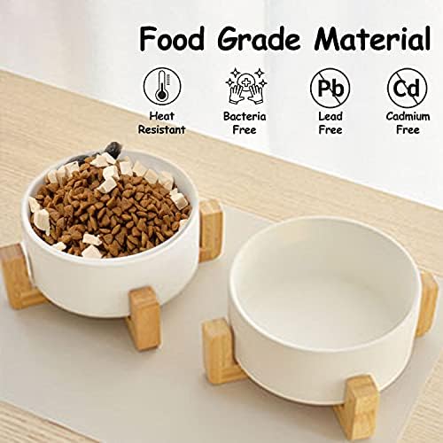 Petygooing Ceramic Dog Cat Bowl Set with Stand, Pet Dog Food and Water Dish,Medium Pet Bowls Anti Slip Set of 2 Cat Bowls-White Pet Food Bowl- Small Medium Size Pet (28 OZ /3.6 Cups) - Image 4