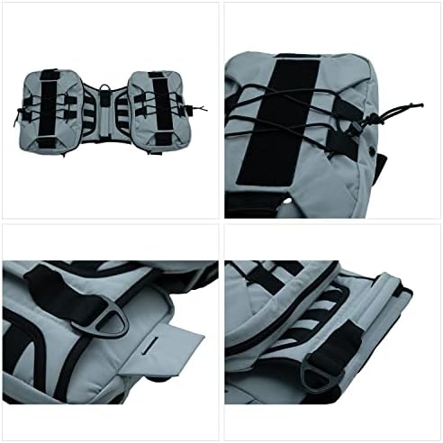 Lovelonglong Medium Large Dog Backpack, Outdoor Hound Saddle Bag with Side Pockets, Adjustable Tactical Pack for Hiking Travel Camping Training Gray L - Image 3
