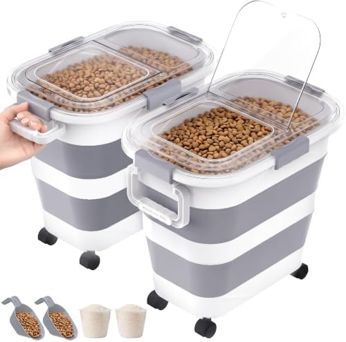 2 Pack 25 Lbs Dog Food Storage Container, Collapsible Rice Container by NURYOSPACESAVING