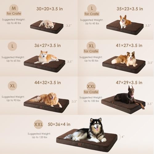 EHEYCIGA Orthopedic Dog Bed Large with Removable Washable Cover, 50IN Brown - Image 2