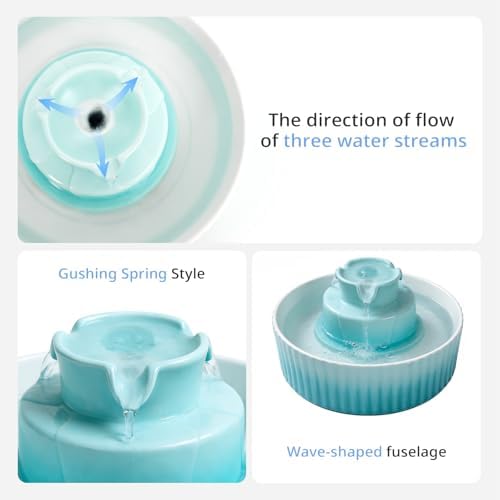 Ceramic Cat Water Fountain, 2.1L/71oz Cupcake Pet Water Fountain - Image 5