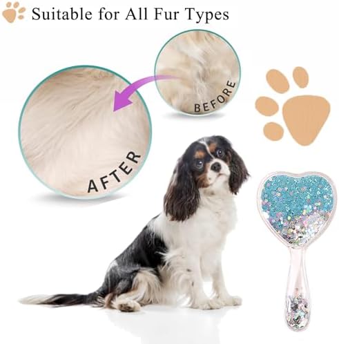 Small Soft Dog Grooming Brush Pet Massage Hair Brush-Glitter Blue - Image 5