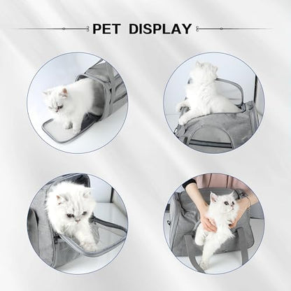 FluffyDream Pet Travel Carrier Soft Sided Portable Bag for Cats, Small Dogs, Kittens or Puppies, Collapsible, Durable, Airline Approved, Travel Friendly (Grey, 17.0" L x 10.0" W x 11.0" H) (Grey) - Image 7