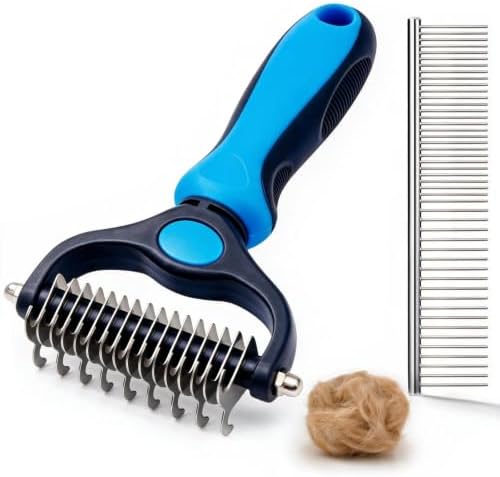 Pet Grooming Comb, Deshedding Dog Brush & Undercoat Rake, Blue by Unknown