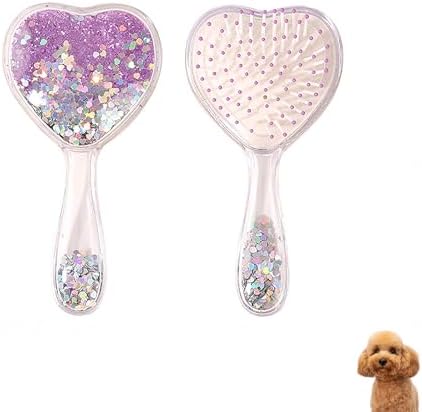 Soft Dog Grooming Brush, Pet Massage Hair Brush - Glitter Purple by DEEUCHIS