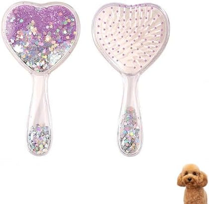 Soft Dog Grooming Brush, Pet Massage Hair Brush - Glitter Purple by DEEUCHIS