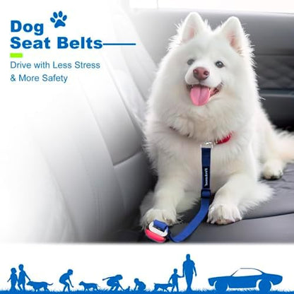 2 PCS Dog Seat Belt for Car Frskcssd Adjustable Dog Car Harness Heavy Duty Nylon Dogs Safety Seat Belt (Black+Blue) - Image 6