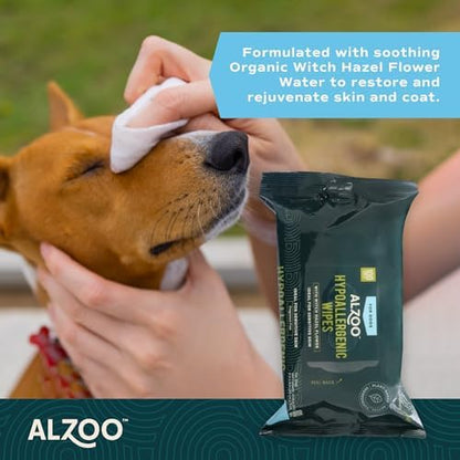 ALZOO Hypoallergenic Dog Grooming Wipes with Witch Hazel, 100% Plant-Based Formula, Gentle Daily Pet Wipes for Dogs, 100 Count - Image 2