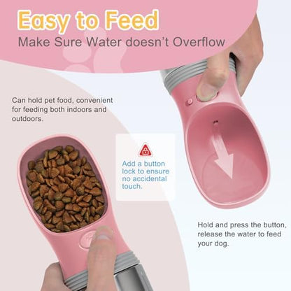 Portable Dog Water Bottle with Food Container, 14 OZ, Stainless Steel - Image 4