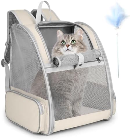 Cat Backpack Carrier, Ventilated Mesh Backpack Carrier for Small Dog Pet by SSAWcasa